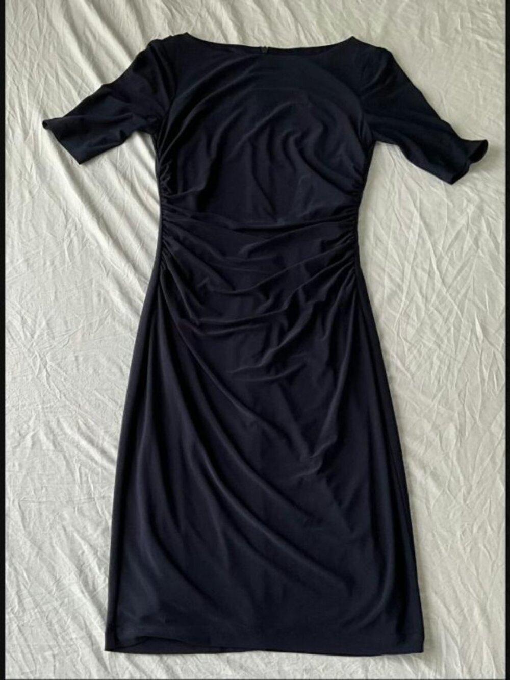 Vince Camuto Navy Ruched Bodycon Midi Dress Size 2